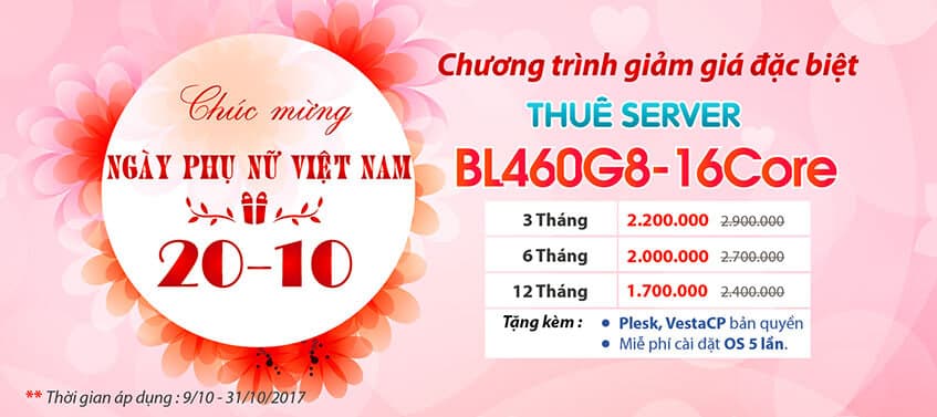 Chương Trình Giảm Giá Cực Sốc Cho Server Ngày 20-10