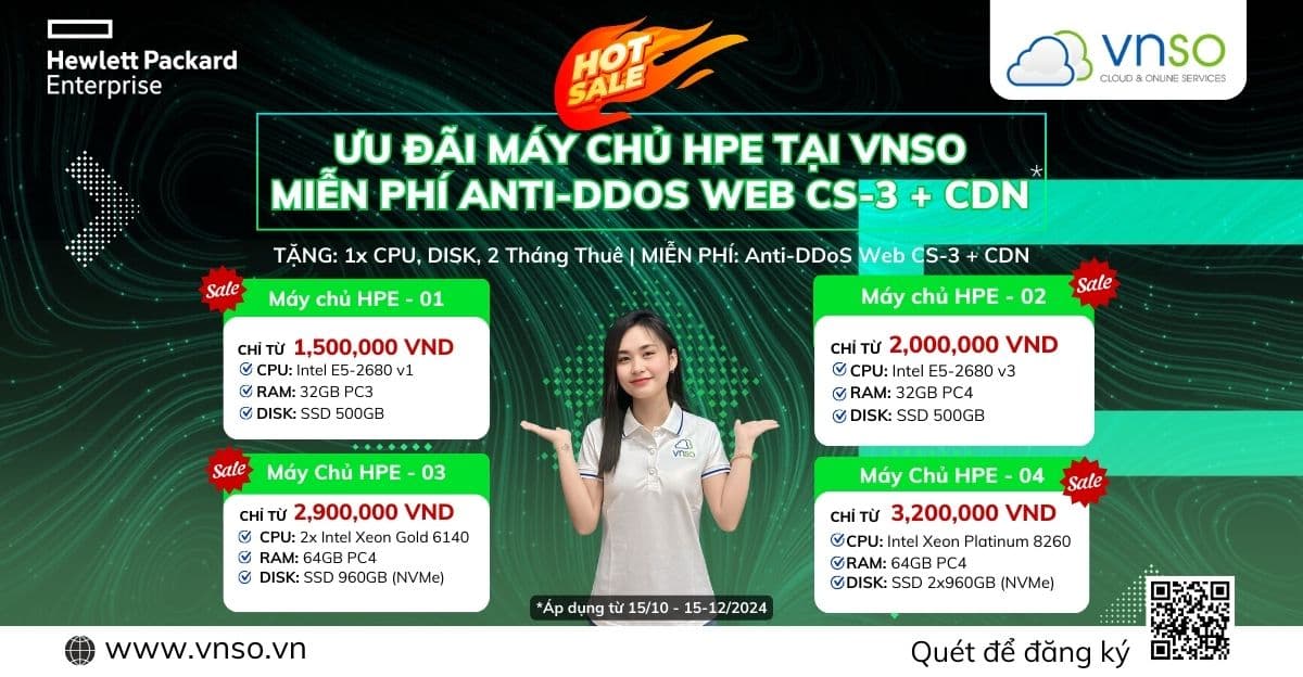 HPE Server Khuyến Mãi – Miễn Phí Anti-DDoS CS-3 + CDN