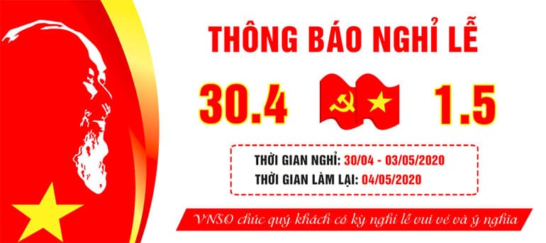 VNSO thông báo nghỉ lễ 30/4 – 1/5/2020