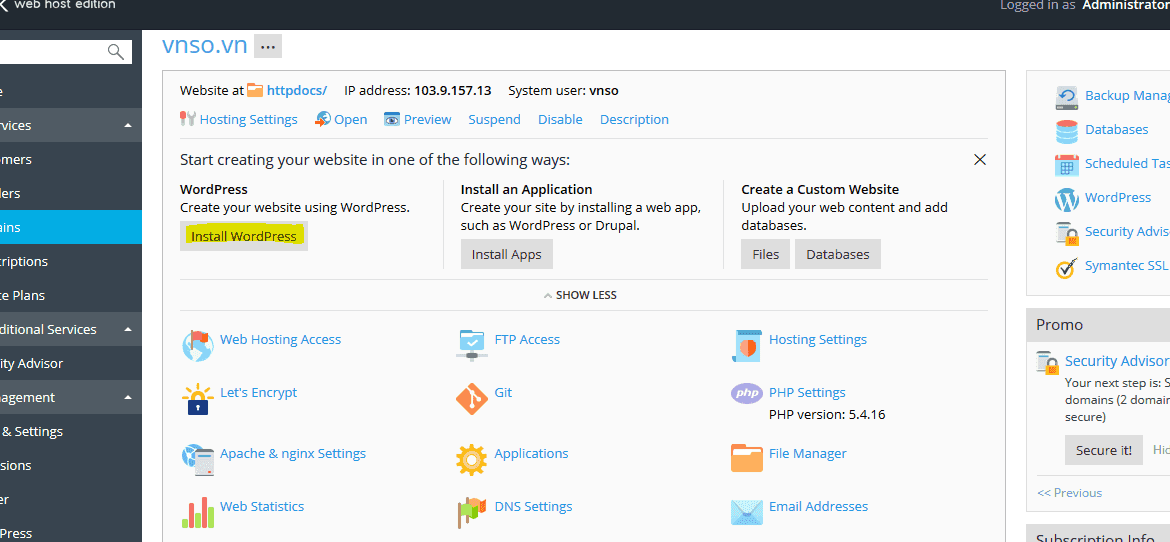 Giới thiệu Plesk WordPress Server