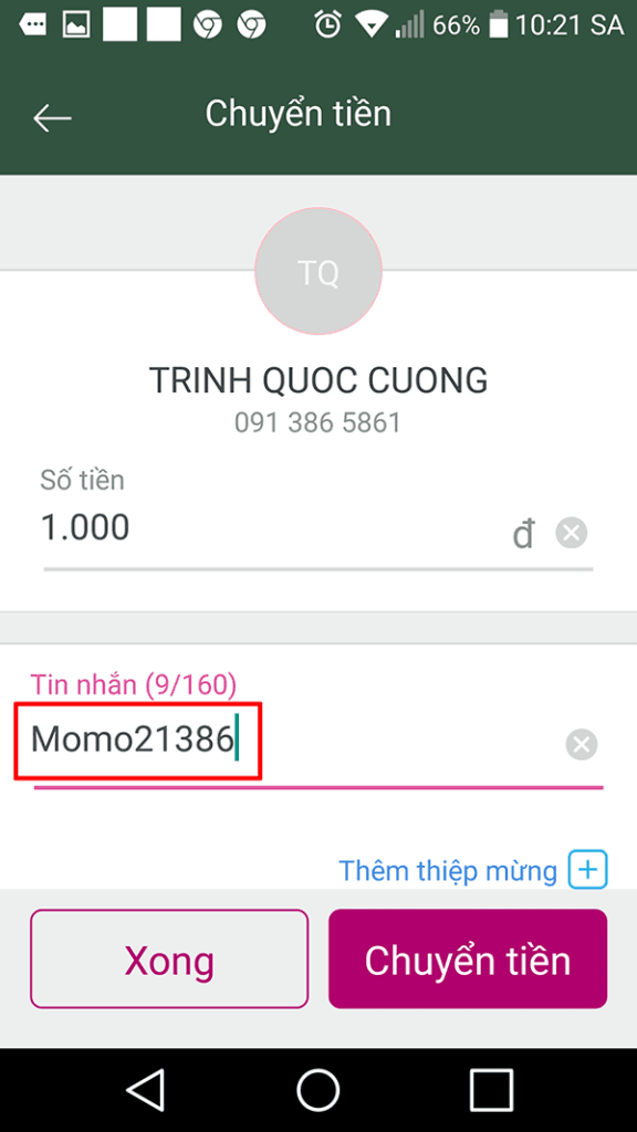 Hướng dẫn thanh toán momo