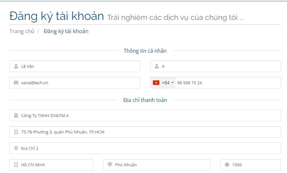 Đăng Ký Dịch Vụ