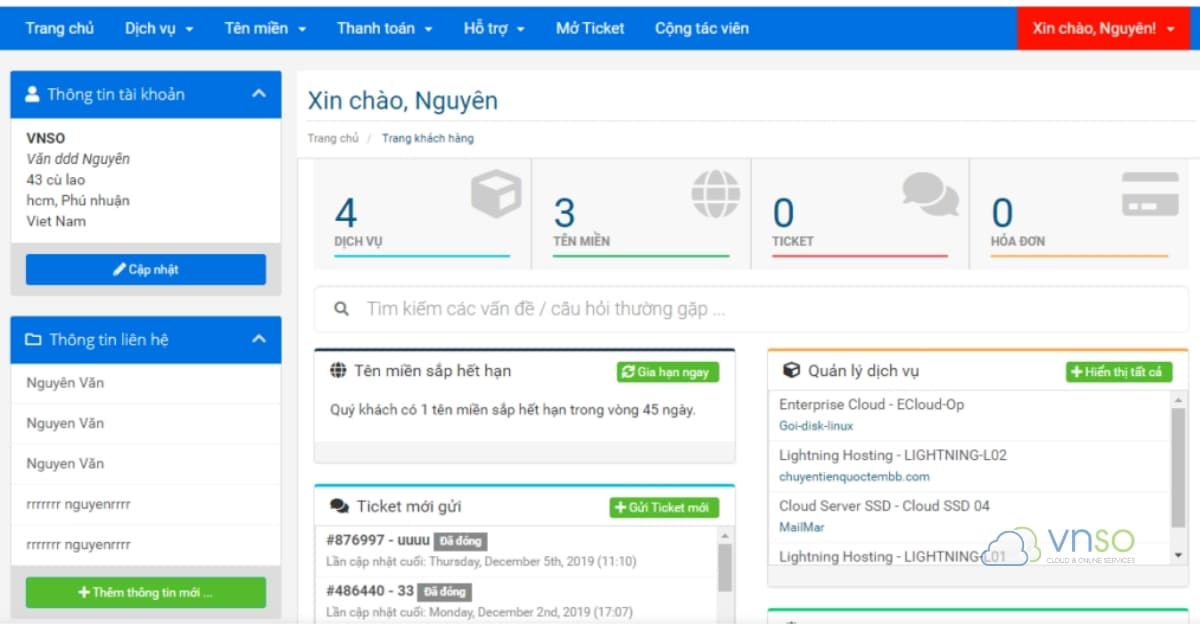 Đăng nhập vào VPS VNSO