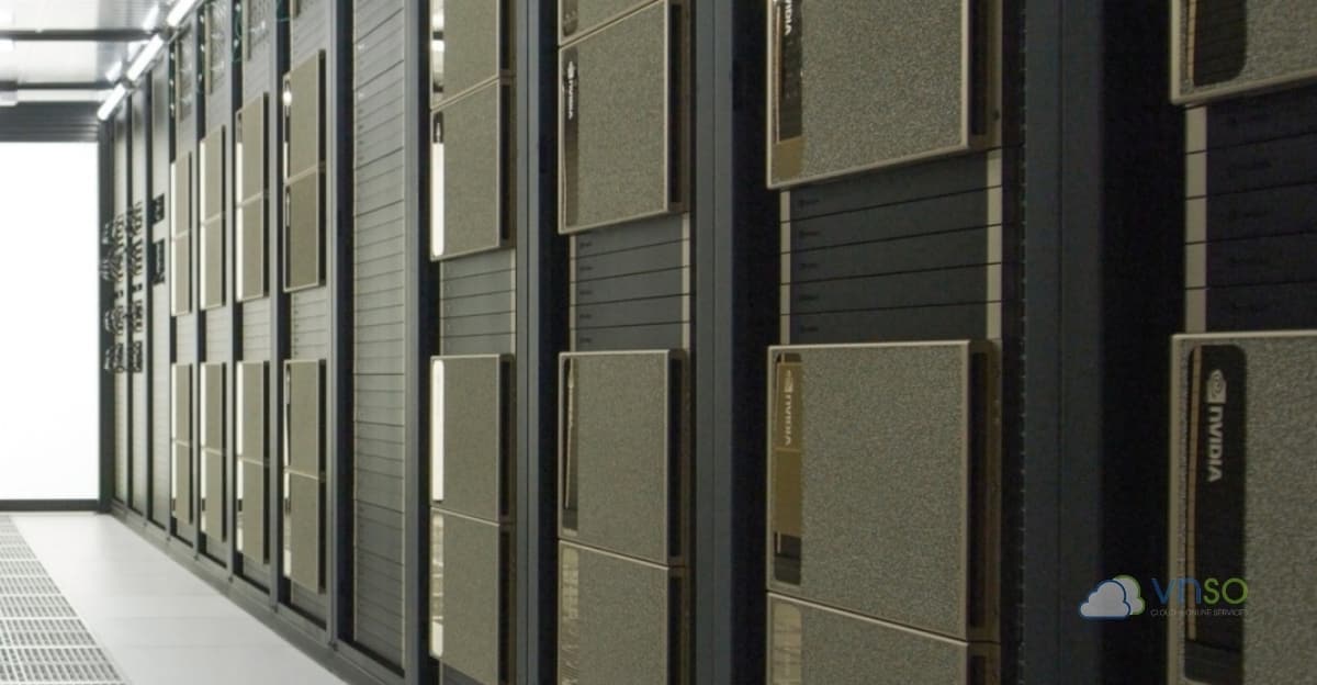 Hình ảnh minh hoạ NVIDIA DGX H200 trong tủ rack